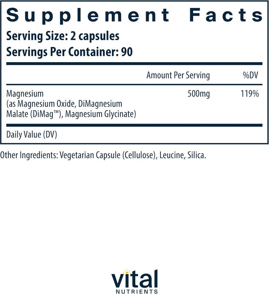 Vital Nutrients, Triple Magnesium Complex, 180 Vegan Capsules