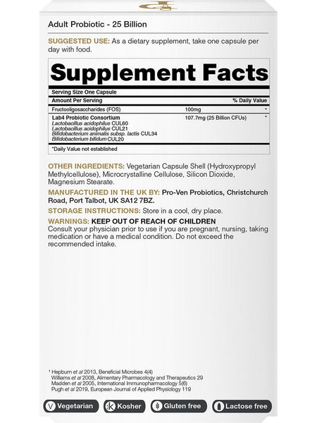 Pro-Ven Probiotics, Adult Probiotic-25 Billion, 30 Once-Daily Capsules