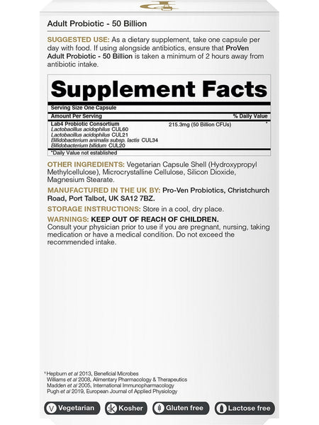 Pro-Ven Probiotics, Adult Probiotic-50 Billion, 30 Once-Daily Capsules