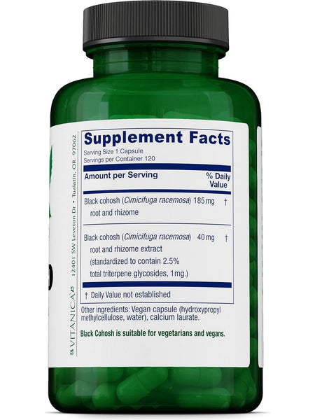 Vitanica, Black Cohosh, 120 Vegan Capsules