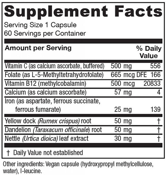 Vitanica, Iron Extra, 60 Vegetarian Capsules