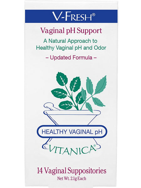 Vitanica, V-Fresh, Vaginal pH Support, 14 Vaginal Suppositories