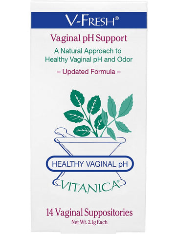 Vitanica, V-Fresh, Vaginal pH Support, 14 Vaginal Suppositories