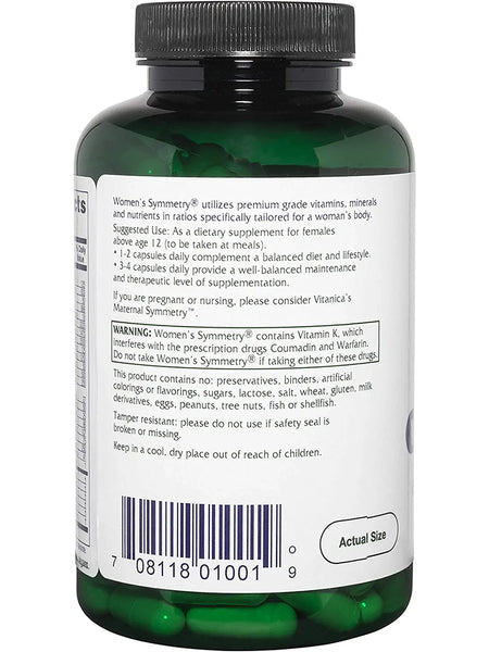 Vitanica, Women's Symmetry, 180 Vegetarian Capsules
