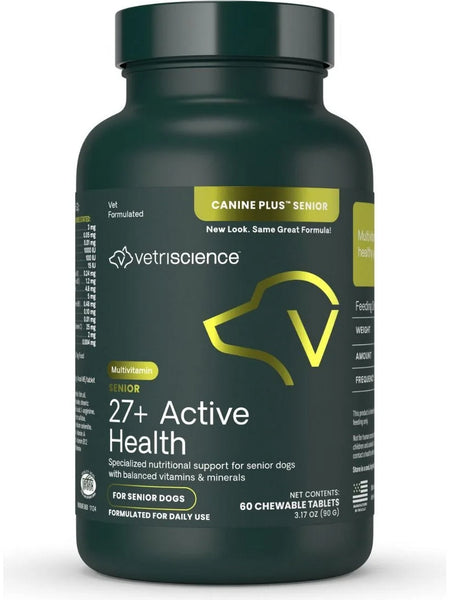 VetriScience Laboratories, Senior 27+ Active Health for Dogs, 60 Chewable Tablets