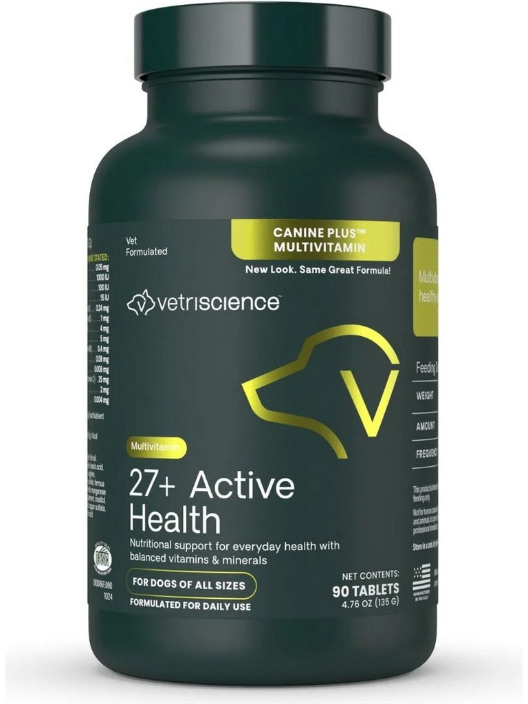 VetriScience, 27+ Active Health Chewable Tablets for Dogs (Formerly Canine Plus MultiVitamin), 90 Chewable Tablets