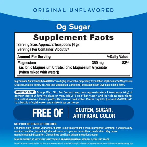 Natural Vitality, MaxCalm, Original Unflavored, 8 oz