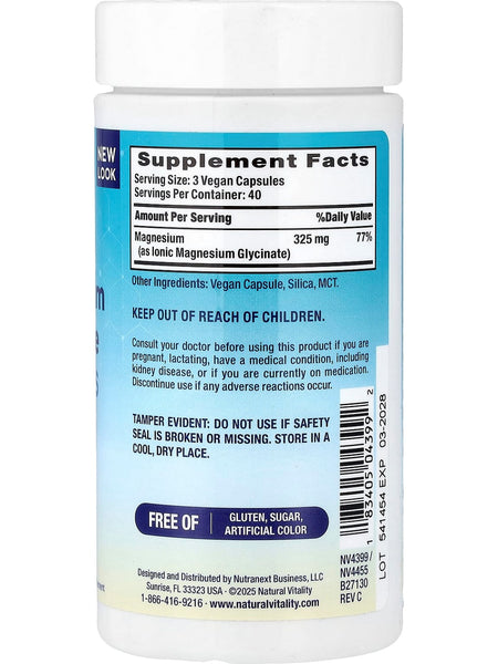 Natural Vitality, Calm, Magnesium Glycinate, 120 Vegan Capsules
