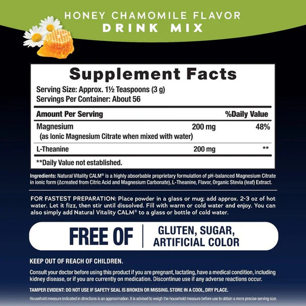 Natural Vitality, Calm Mind, Magnesium Citrate with L-Theanine, Honey Chamomile, 6 oz