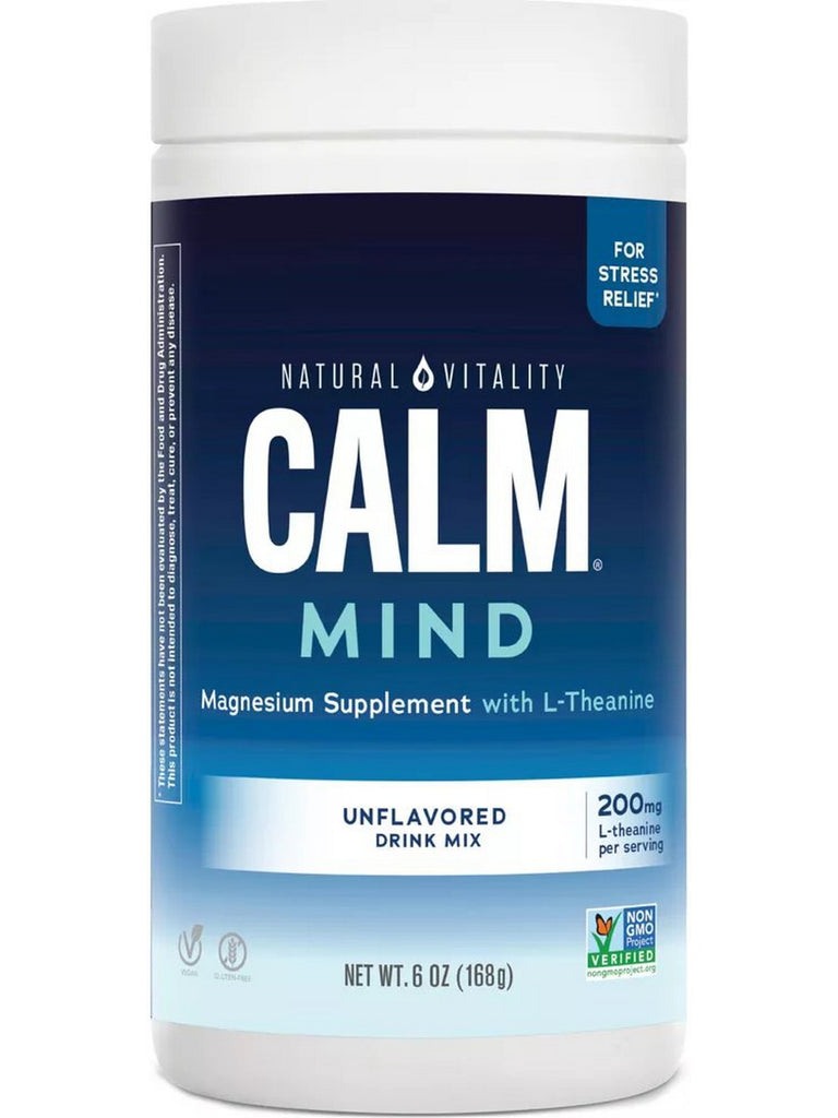 Natural Vitality, Calm Mind, Magnesium Suplement with L-Theanine, Unflavored, 6 oz