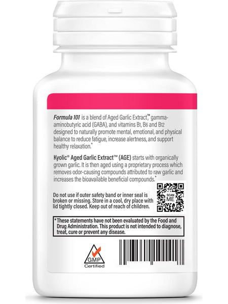 Wakunaga, Kyolic, Stress & Fatigue Relief, GABA, Vitamins B1, B6 & B12 Formula 101, 200 Capsules