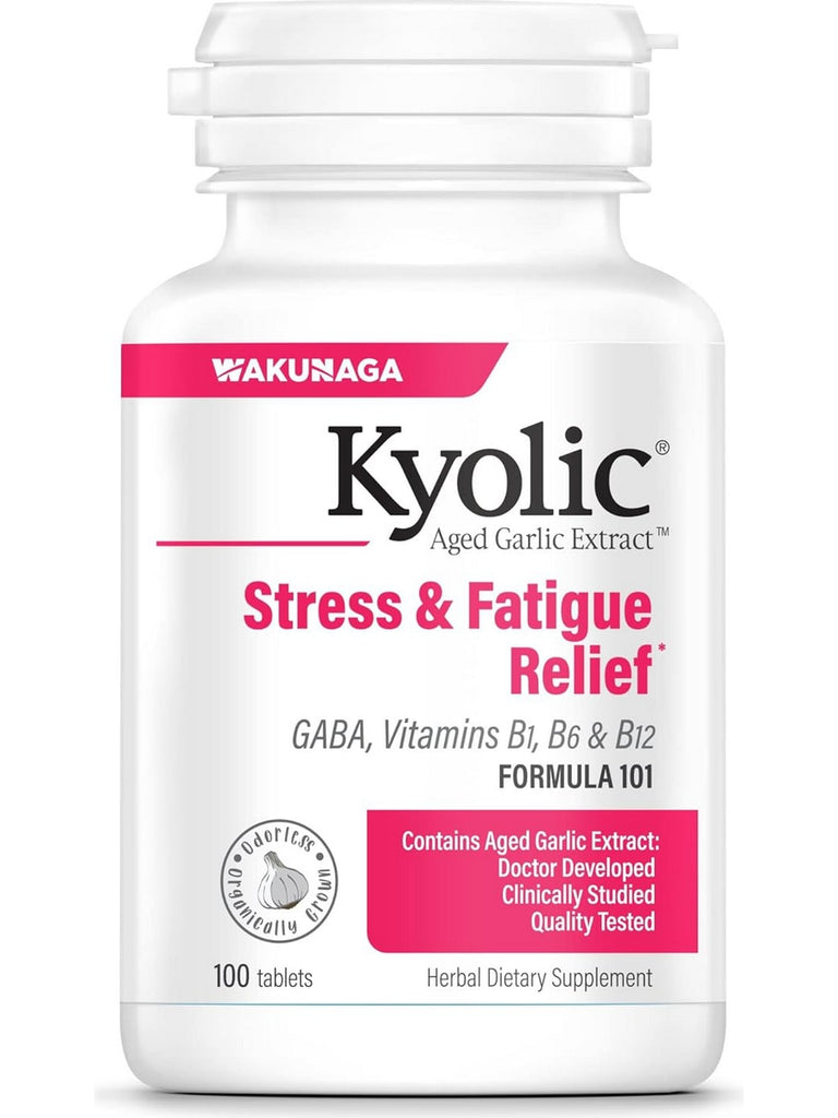 Wakunaga, Kyolic, Stress & Fatigue Relief, GABA, Vitamins B1, B6 & B12 Formula 101, 100 Tablets