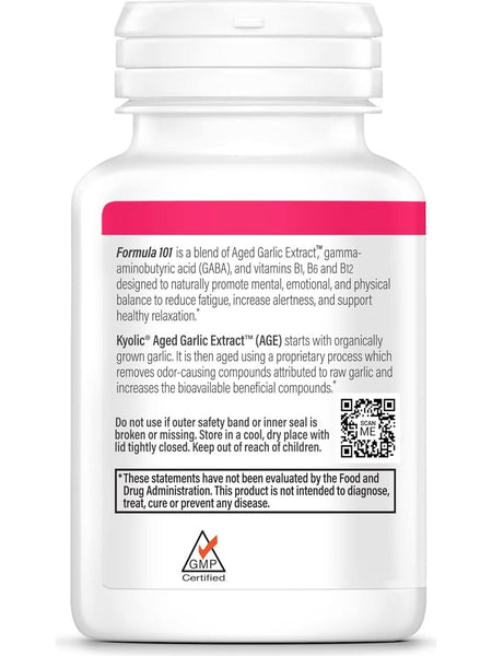 Wakunaga, Kyolic, Stress & Fatigue Relief, GABA, Vitamins B1, B6 & B12 Formula 101, 100 Tablets