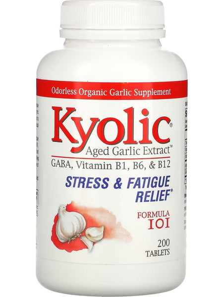 Wakunaga, Kyolic, Stress & Fatigue Relief, GABA, Vitamins B1, B6 & B12 Formula 101, 200 Tablets