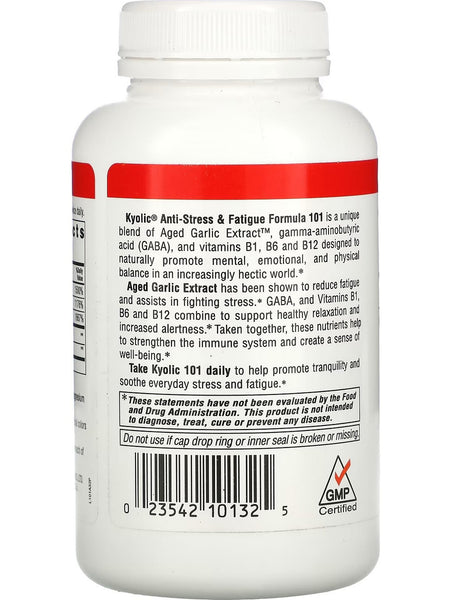 Wakunaga, Kyolic, Stress & Fatigue Relief, GABA, Vitamins B1, B6 & B12 Formula 101, 200 Tablets