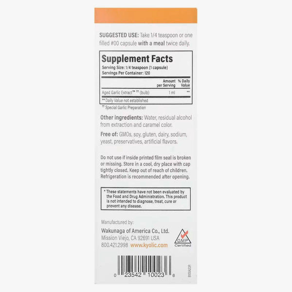 Wakunaga, Kyolic, Liquid, Cardiovascular Health Vegetarian, The Original, 2 Bottles of Kyolic Liquid (4 fl oz)