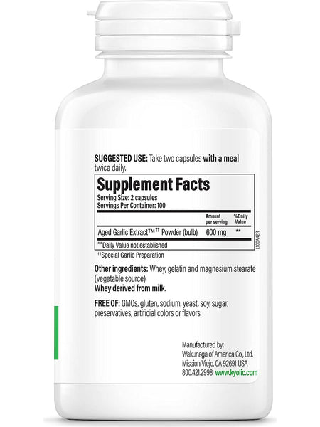 Wakunaga, Kyolic, Cardiovascular Health Formula 100, 200 Capsules