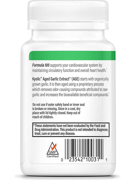 Wakunaga, Kyolic, Cardiovascular Health Formula 100, 100 Tablets