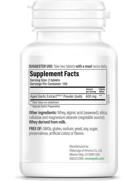 Wakunaga, Kyolic, Cardiovascular Health Formula 100, 200 Tablets