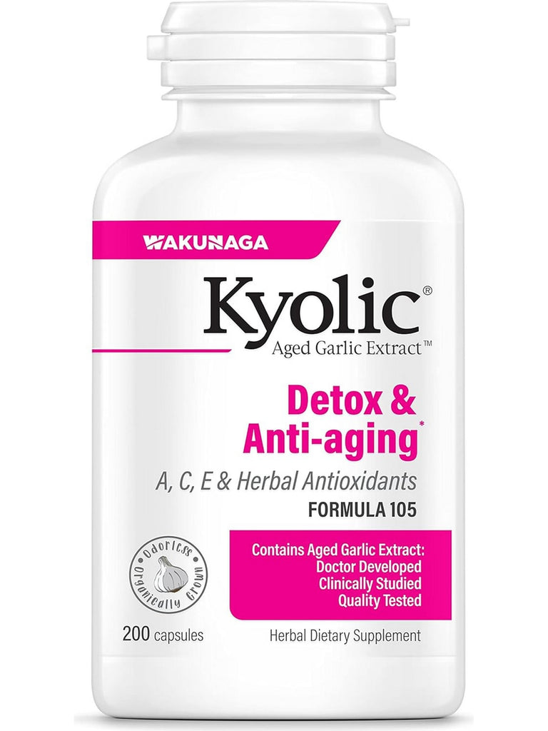 Wakunaga, Kyolic, Detox & Anti-aging, A,C,E & Herbal Antioxidants Formula 105, 200 Capsules