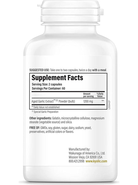 Wakunaga, Kyolic, Cardiovascular & Immune Reserve Formula 200, 120 Capsules