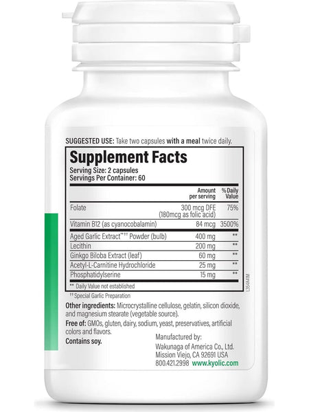 Wakunaga, Kyolic, Neuro Logic, Memory, Learning & Sharpness, 120 Capsules