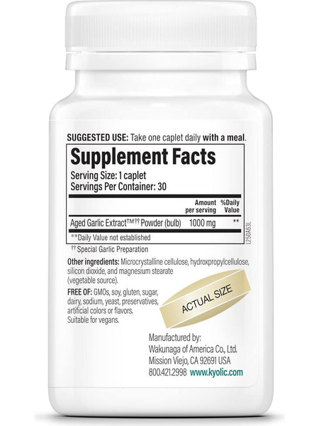 Wakunaga, Kyolic, Cardiovascular Health ONE PER DAY Formula 250, 30 Vegan Caplets