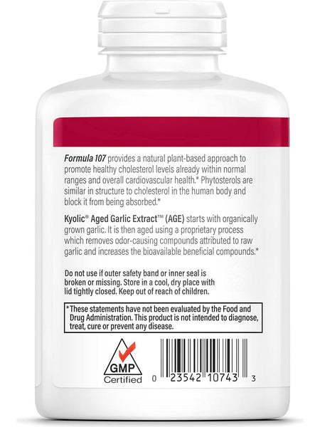 Wakunaga, Kyolic, Phytosterols for Cholesterol Support, Plant Sterols Formula 107, 240 Capsules