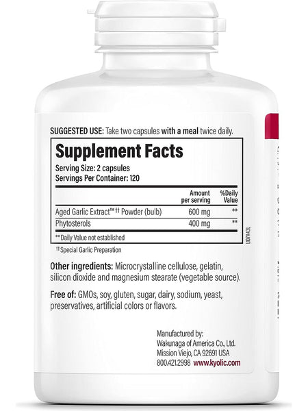 Wakunaga, Kyolic, Phytosterols for Cholesterol Support, Plant Sterols Formula 107, 240 Capsules