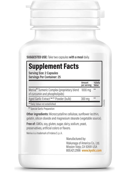 Wakunaga, Kyolic, Healthy Inflammation Response, Curcumin Formula 111, 50 Capsules