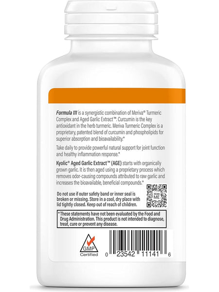 Wakunaga, Kyolic, Healthy Inflammation Response, Curcumin Formula 111, 100 Capsules