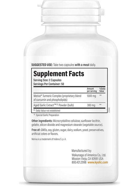 Wakunaga, Kyolic, Healthy Inflammation Response, Curcumin Formula 111, 100 Capsules