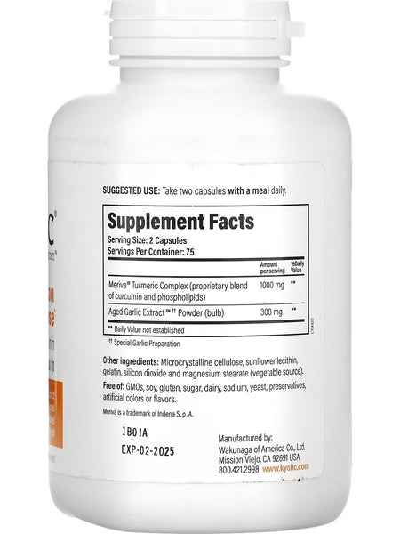 Wakunaga, Kyolic, Healthy Inflammation Response, Curcumin Formula 111, 150 Capsules