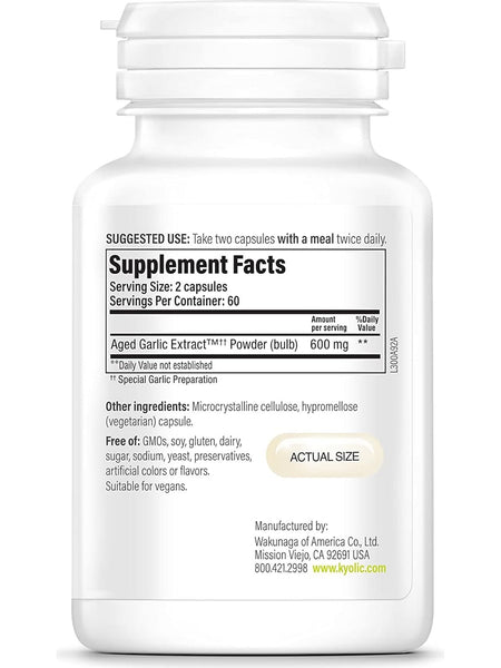 Wakunaga, Kyolic, Cardiovascular Health Vegan Formula 300, 120 Vegan Capsules