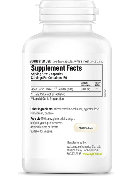 Wakunaga, Kyolic, Cardiovascular Health Vegan Formula 300, 360 vegan capsules