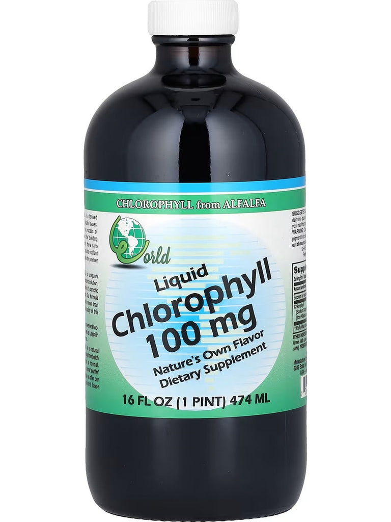 World Organic, Chlorophyll from Alfalfa, Liquid Chlorophyll, Nature's Own, 100 mg, 16 fl oz