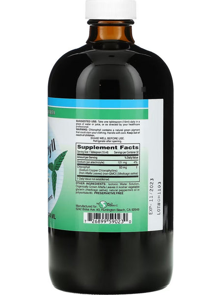World Organic, Chlorophyll from Alfalfa, Liquid Chlorophyll, Natural Mint, 50 mg, 16 fl oz
