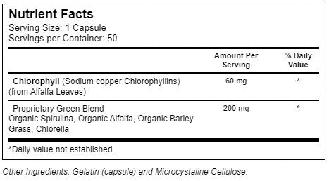 World Organic, Chlorophyll, 60mg, 50 Capsules