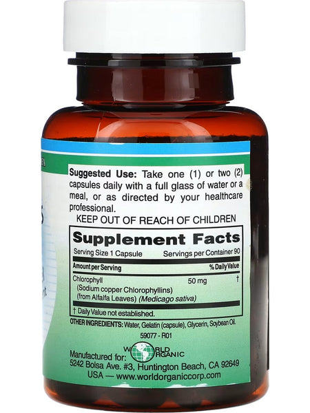 World Organic, Chlorocaps, 50 mg, 90 Softgels