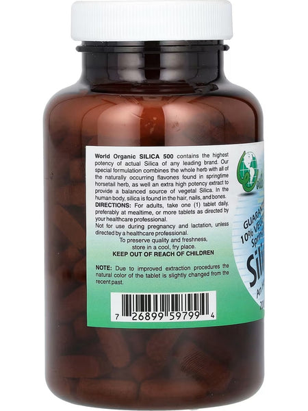 World Organic, Silica 500, 200 Tablets