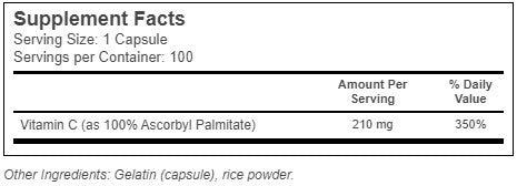 World Organic, Ascorbyl Palmitate, 500 mg, 100 Capsules