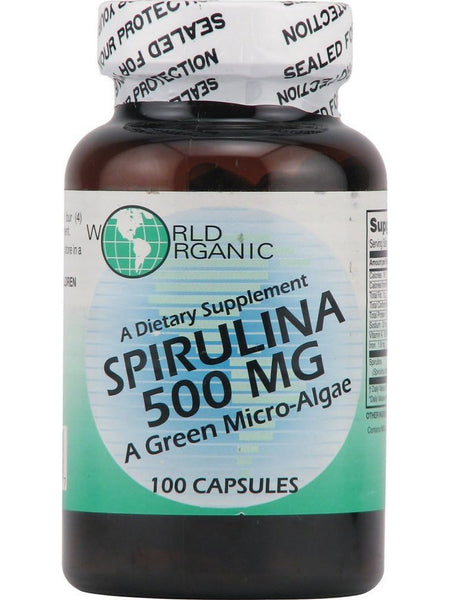 World Organic, Spirulina, 500 mg, 100 Capsules