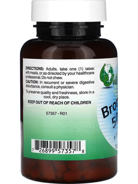 World Organic, Bromelain, 500 mg, 100 Tablets