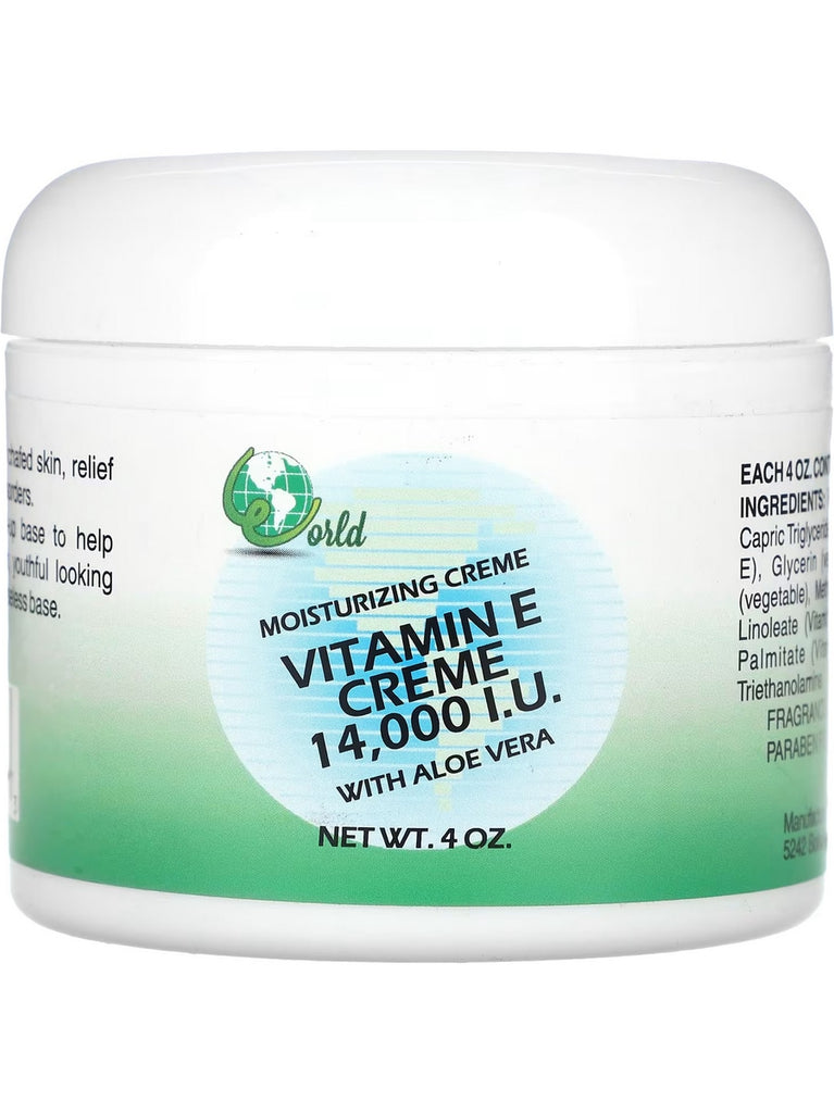 World Organic, Vitamin E Creme with Aloe Vera, 14,000 I.U., 4 oz