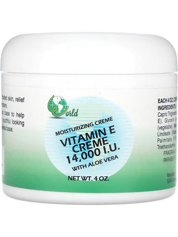 World Organic, Vitamin E Creme with Aloe Vera, 14,000 I.U., 4 oz