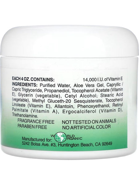 World Organic, Vitamin E Creme with Aloe Vera, 14,000 I.U., 4 oz