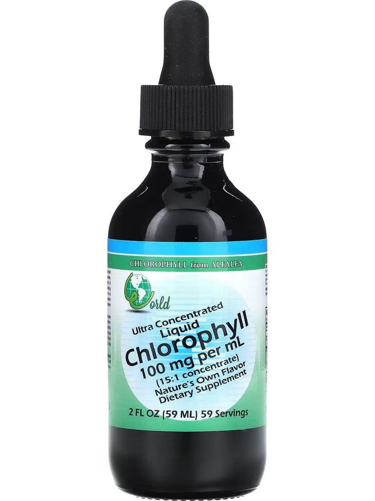 World Organic, Chlorophyll from Alfalfa, Ultra Concentrated Liquid Chlorophyll, Nature's Own, 100 mg, 2 fl oz