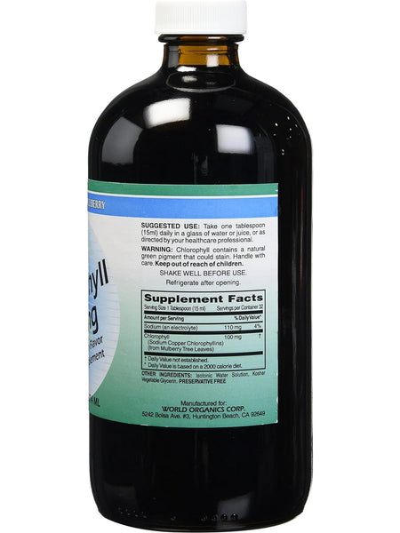 World Organic, Chlorophyll from Mulberry, Liquid Chlorophyll, Nature's Own, 100 mg, 16 fl oz