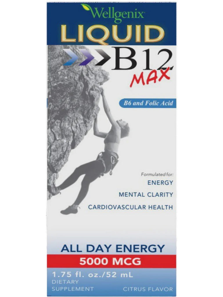 Wellgenix, Liquid B12 Max, Citrus, 5000 mcg, 1.75 fl oz