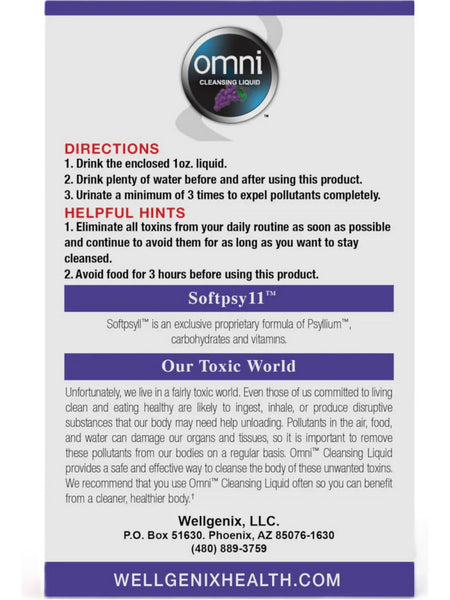 Wellgenix, Omni Cleansing Liquid Extra Strength, Grape, 1 fl oz